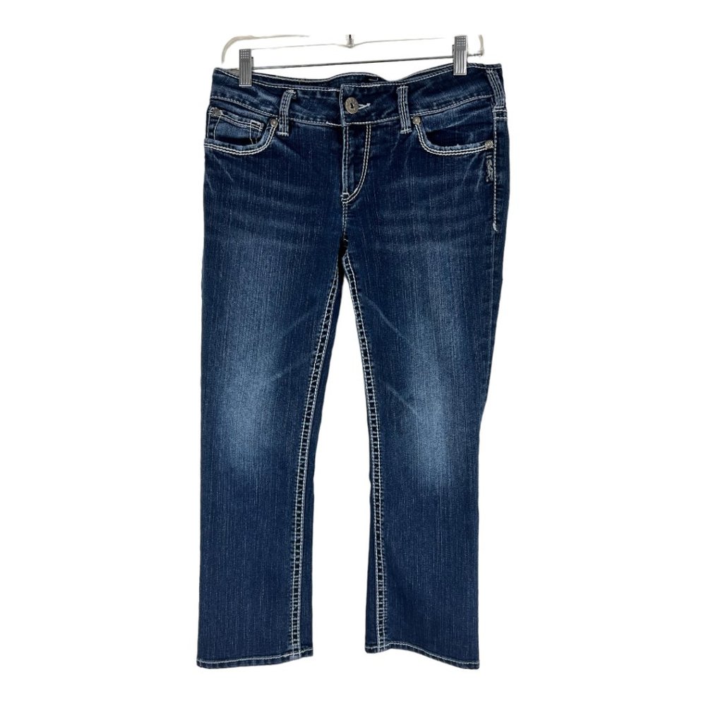 Silver jeans women's Suki Capri Sz 29 blue denim cropped western distressed